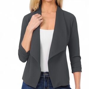 *NWOT* EIMIN Women's 3/4 Sleeve Gray Blazer Cardigan Jacket - Size 3XL